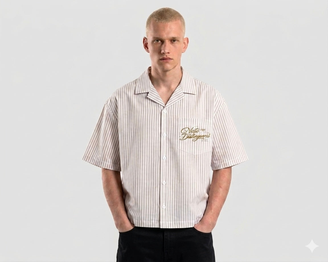 VESS BEIGE STRIPED SHIRT
