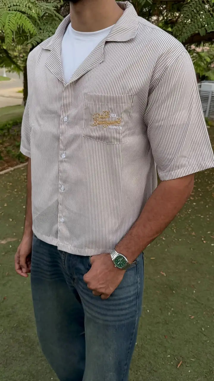 VESS BEIGE STRIPED SHIRT