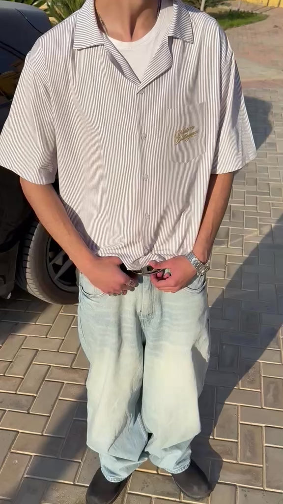 VESS BEIGE STRIPED SHIRT